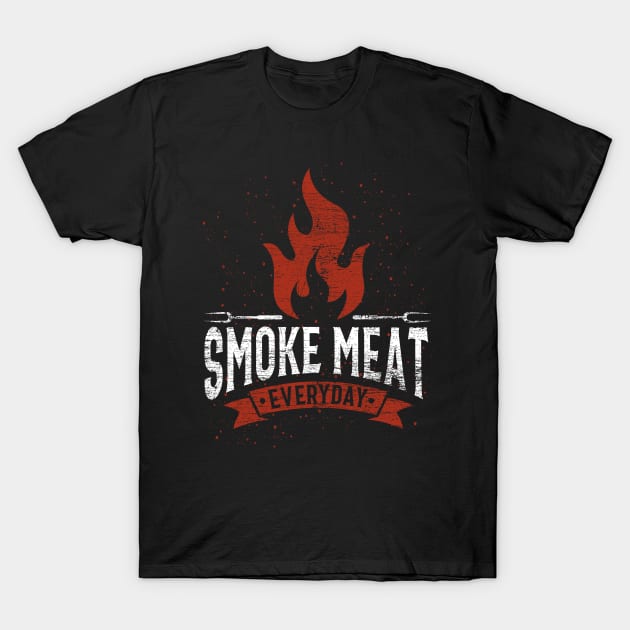 Smoke Meat Everyday BBQ Grunge T-Shirt by ShirtsShirtsndmoreShirts